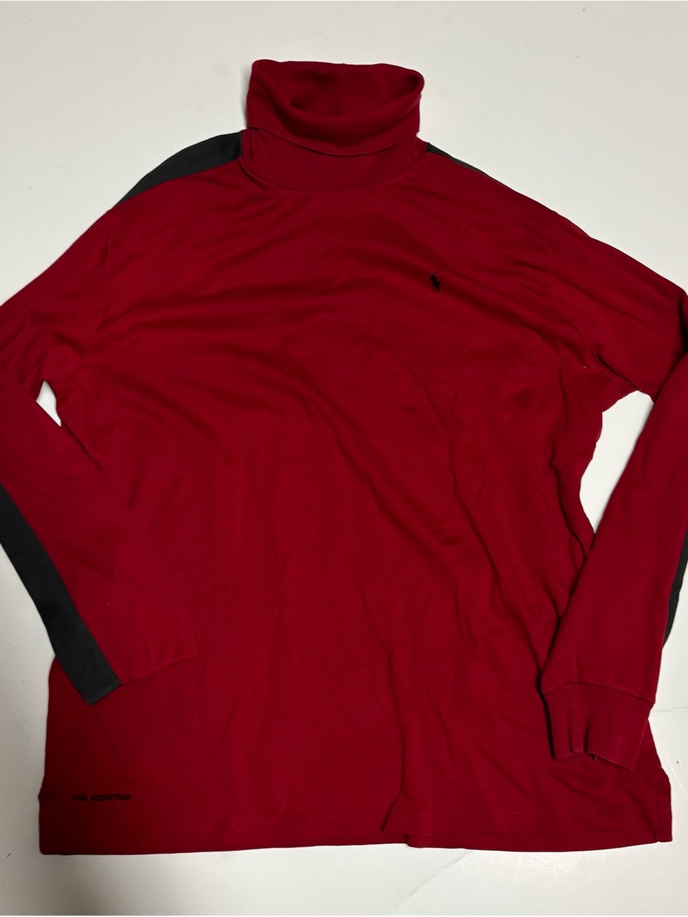 Ralph Lauren Red Turtleneck Sweater with Black Shoulder & Sleeve Accents - Men